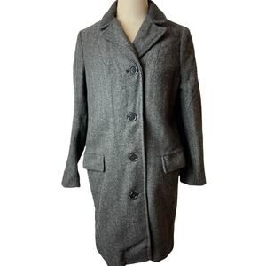 Vintage 60" ILGWU Women's Gray Herringbone Wool Coat Size S Union Made USA